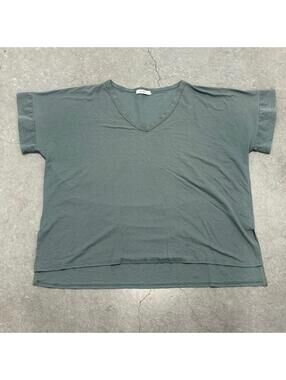 Tres Bien Plain Teal V Neck Top